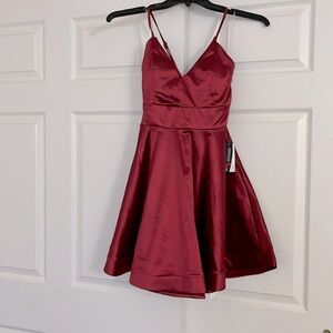 Elegant Burgundy Satin Dress